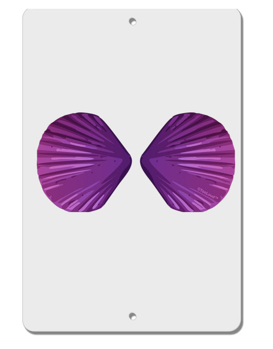 Mermaid Shell Bra Purple Aluminum 8 x 12&#x22; Sign by TooLoud-TooLoud-White-Davson Sales