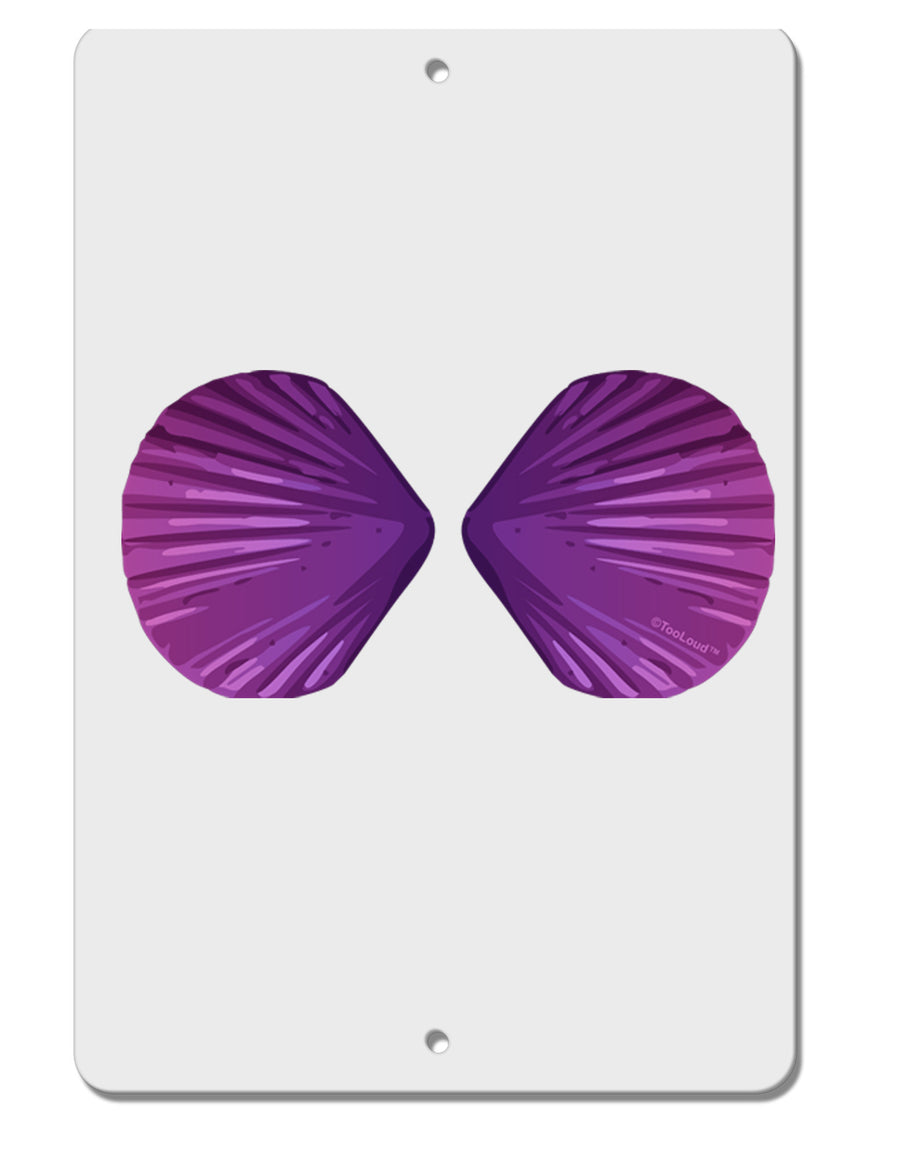 Mermaid Shell Bra Purple Aluminum 8 x 12&#x22; Sign by TooLoud-TooLoud-White-Davson Sales