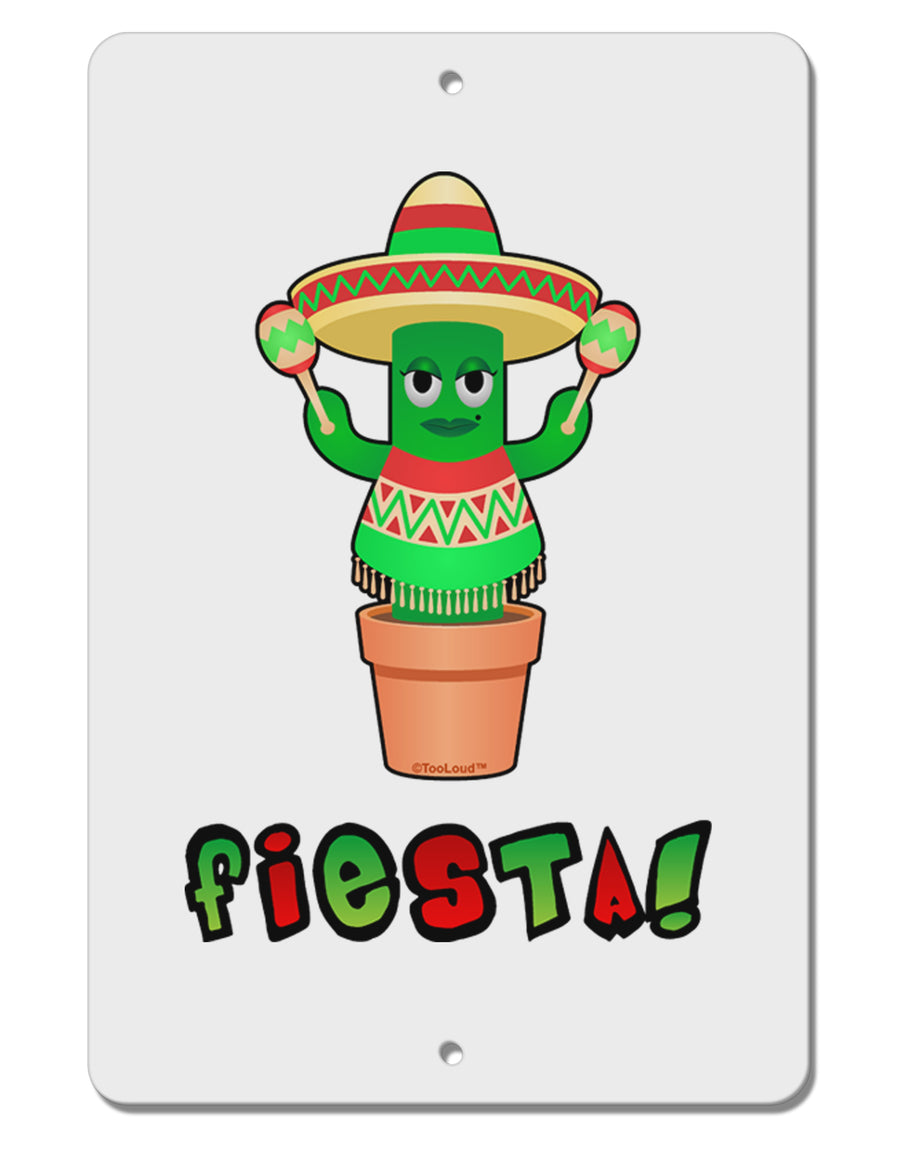 Fiesta Cactus Poncho Text Aluminum 8 x 12&#x22; Sign by TooLoud-TooLoud-White-Davson Sales