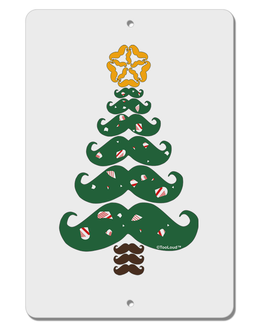 Mustache Christmas Tree Aluminum 8 x 12&#x22; Sign-TooLoud-White-Davson Sales