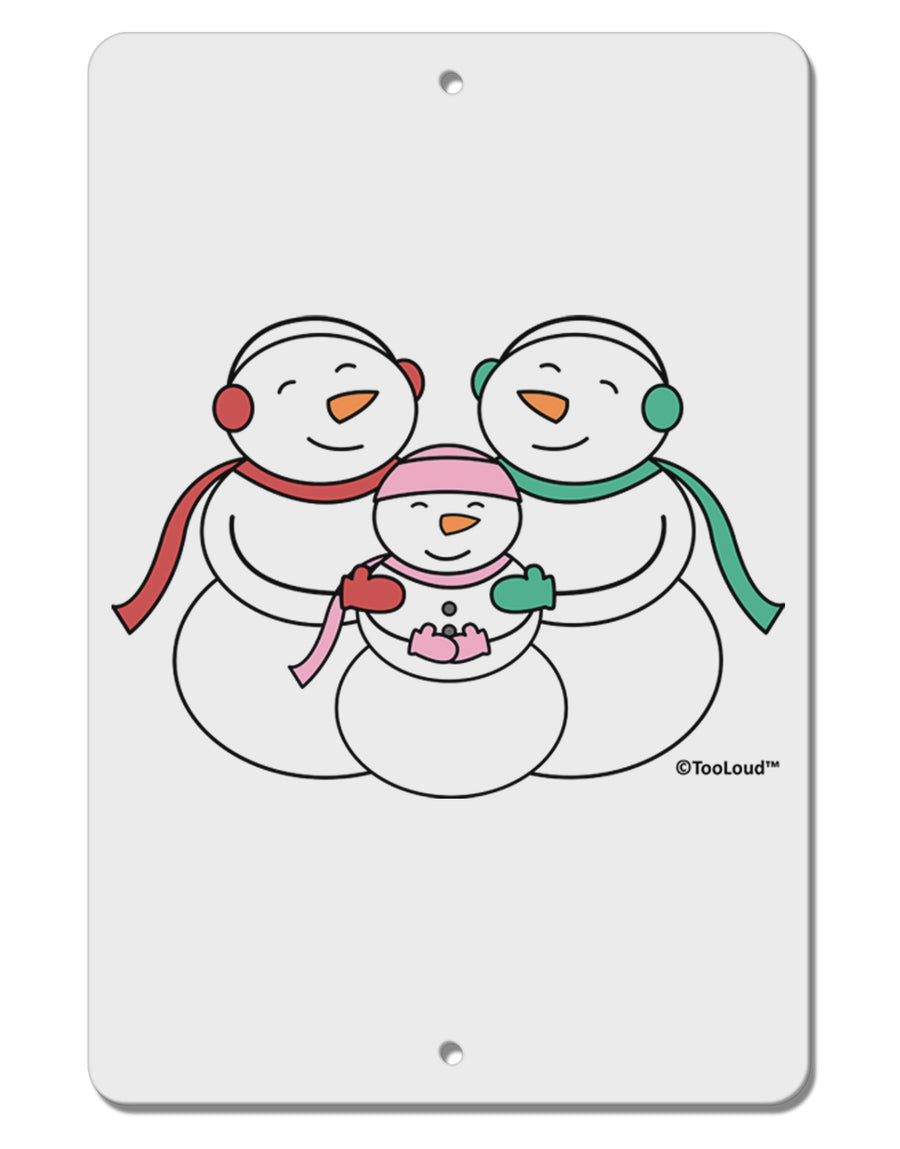 Cute Snowman Family with Girl Aluminum 8 x 12&#x22; Sign by TooLoud-TooLoud-White-Davson Sales