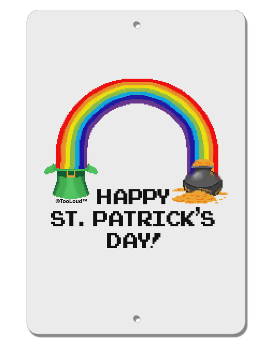 Pixel Pot of Gold St Patrick Text Aluminum 8 x 12&#x22; Sign-TooLoud-White-Davson Sales