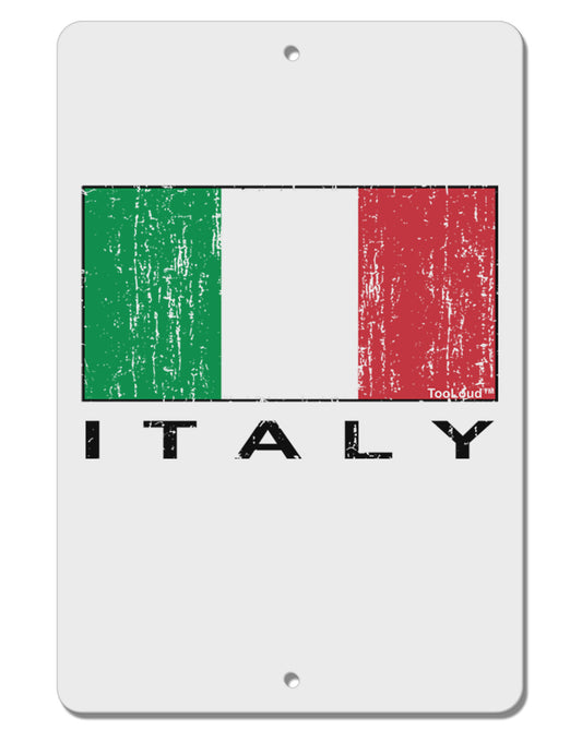 Italian Flag - Italy Text Distressed Aluminum 8 x 12&#x22; Sign by TooLoud-TooLoud-White-Davson Sales