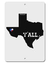 Texas State Y'all Design with Flag Heart Aluminum 8 x 12&#x22; Sign by TooLoud-TooLoud-White-Davson Sales