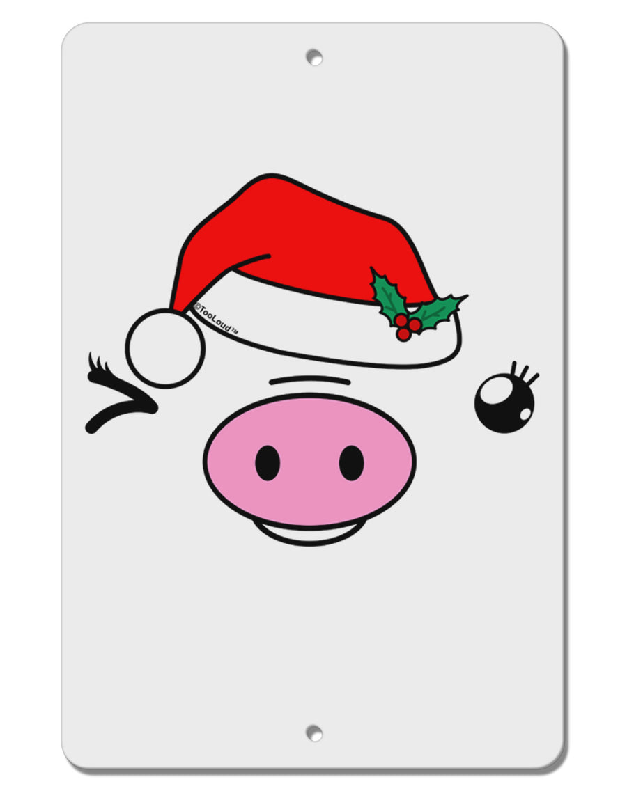 Kyu-T Face Oinkette Santa Hat Girl Pig Aluminum 8 x 12&#x22; Sign-TooLoud-White-Davson Sales