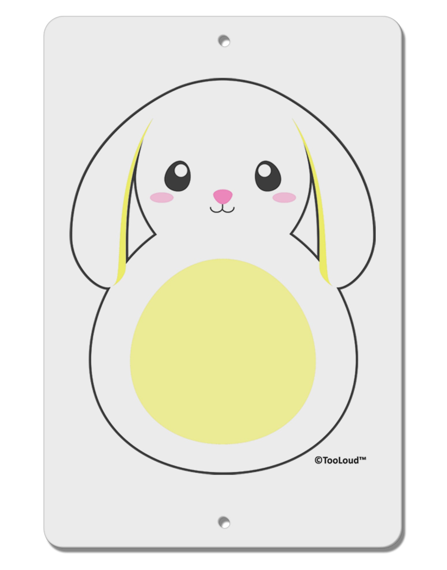 Cute Bunny with Floppy Ears - Yellow Aluminum 8 x 12&#x22; Sign by TooLoud-TooLoud-White-Davson Sales