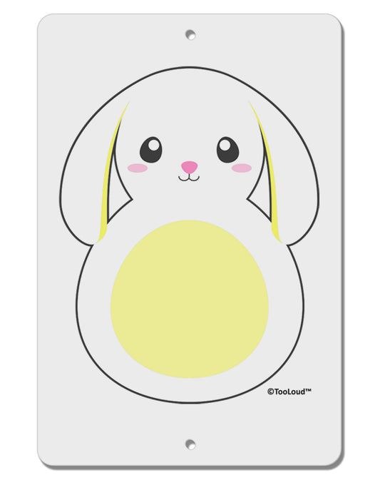 Cute Bunny with Floppy Ears - Yellow Aluminum 8 x 12&#x22; Sign by TooLoud-TooLoud-White-Davson Sales