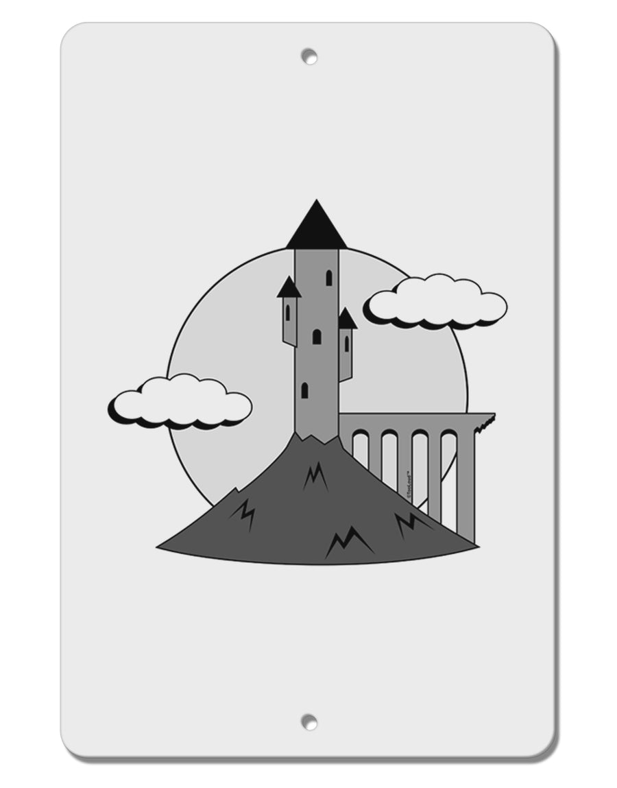 Moonlit Wizard Tower - Grayscale Aluminum 8 x 12&#x22; Sign-TooLoud-White-Davson Sales