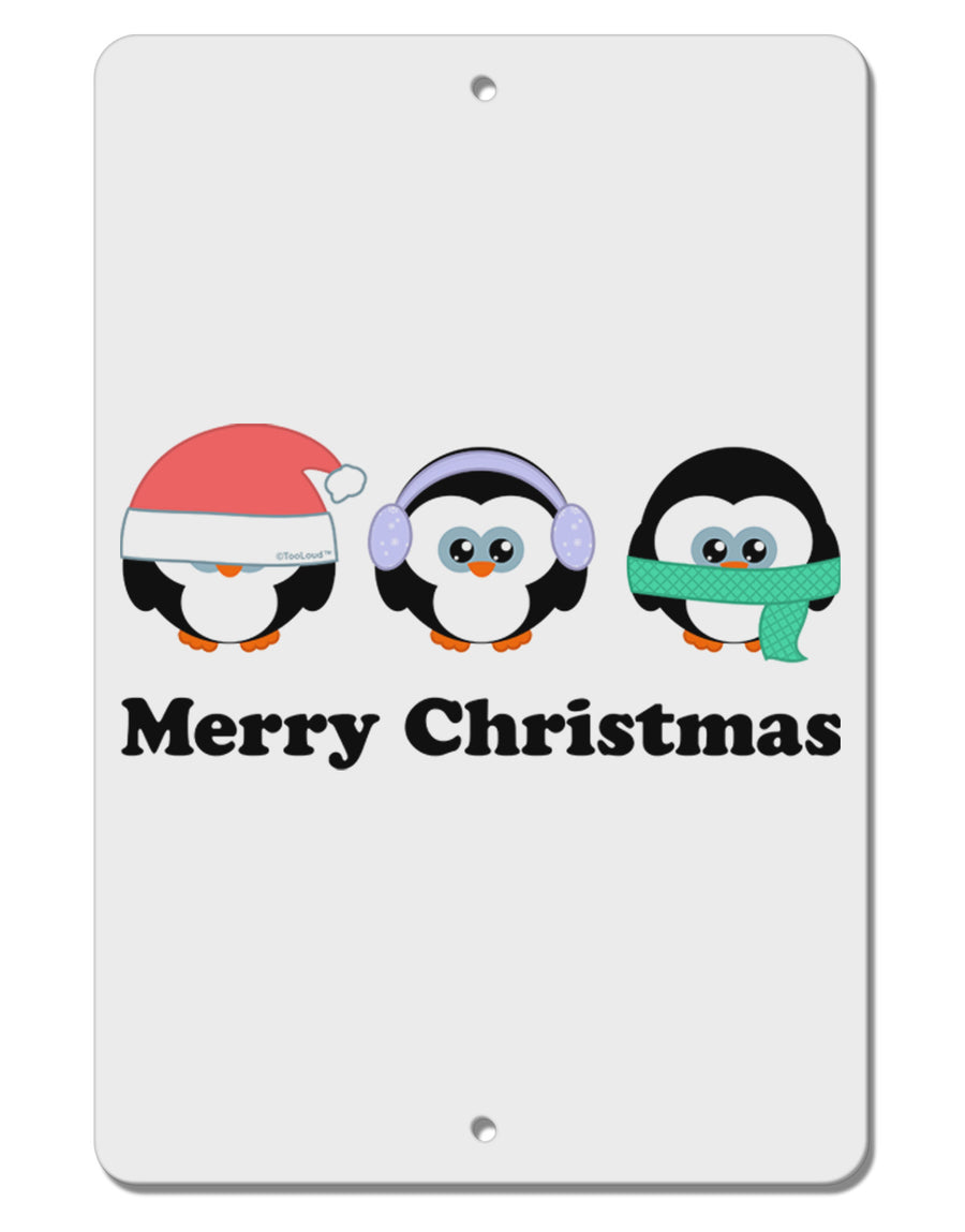 Merry Christmas Penguins See Hear Speak No Evil Aluminum 8 x 12&#x22; Sign-TooLoud-White-Davson Sales