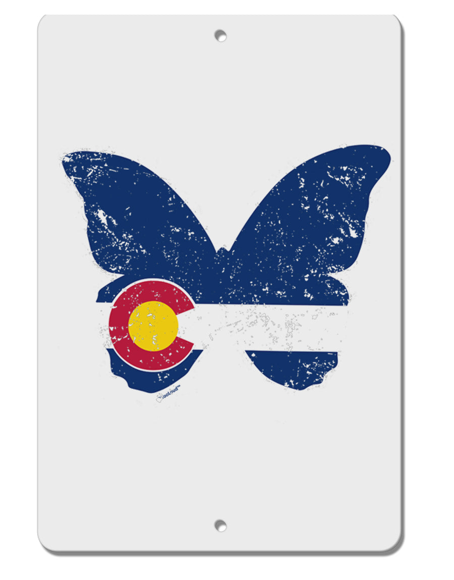TooLoud Grunge Colorado Butterfly Flag Aluminum 8 x 12 Inch Sign-Aluminum Sign-TooLoud-Davson Sales