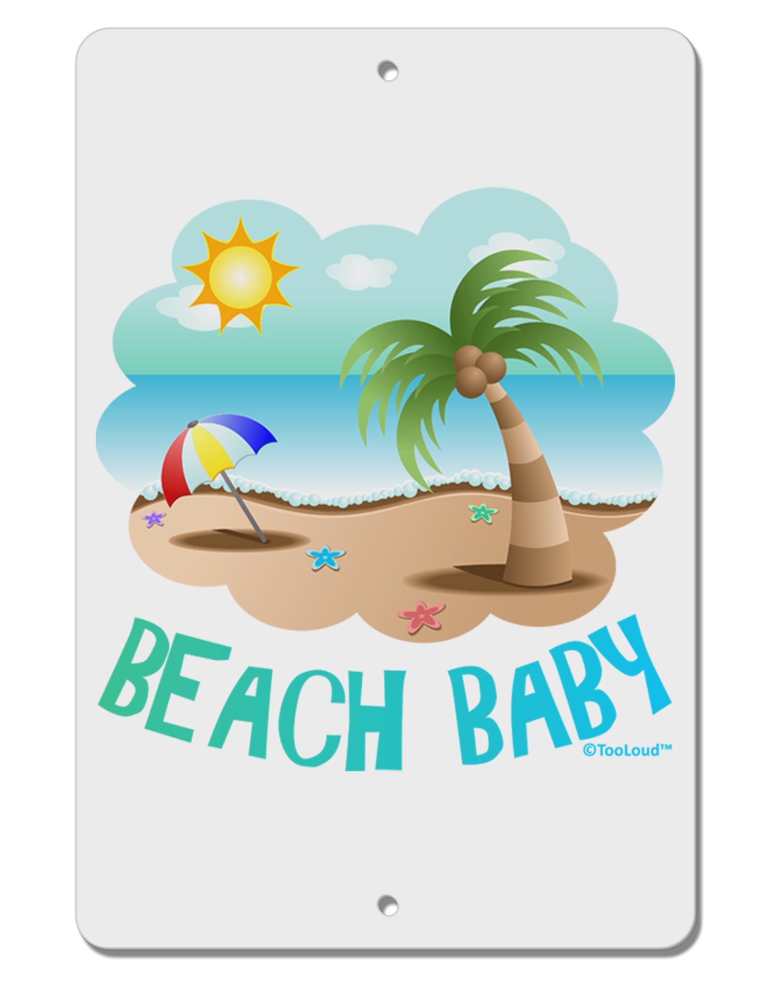 Fun Summer Beach Scene - Beach Baby Aluminum 8 x 12&#x22; Sign by TooLoud-TooLoud-White-Davson Sales