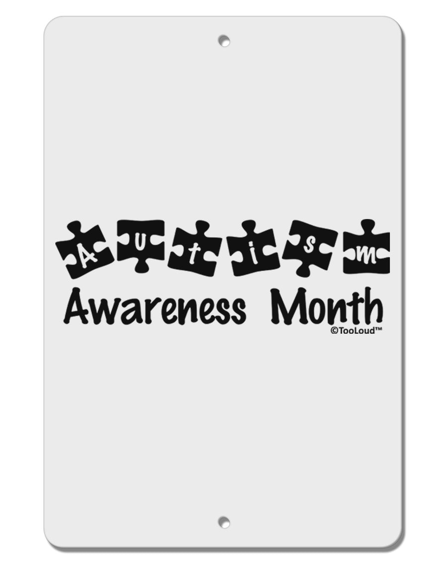 Autism Awareness Month - Puzzle Pieces Aluminum 8 x 12&#x22; Sign by TooLoud-TooLoud-White-Davson Sales