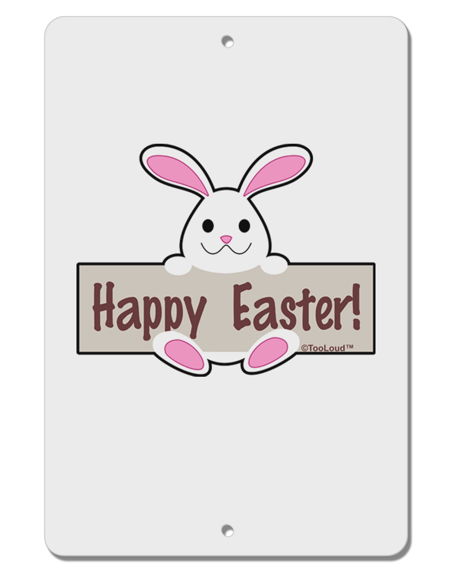 Cute Bunny - Happy Easter Aluminum 8 x 12&#x22; Sign by TooLoud-TooLoud-White-Davson Sales