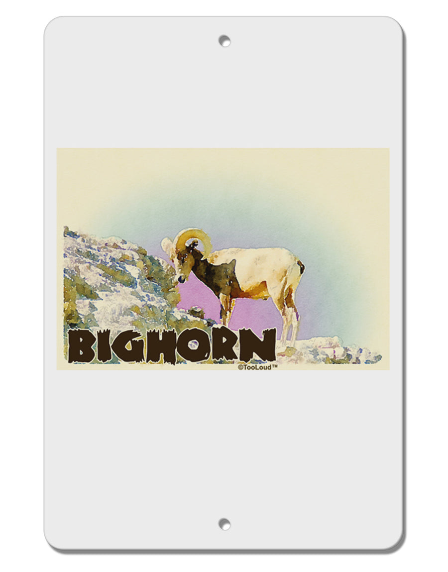 Bighorn Ram WatercolorText Aluminum 8 x 12&#x22; Sign-TooLoud-White-Davson Sales