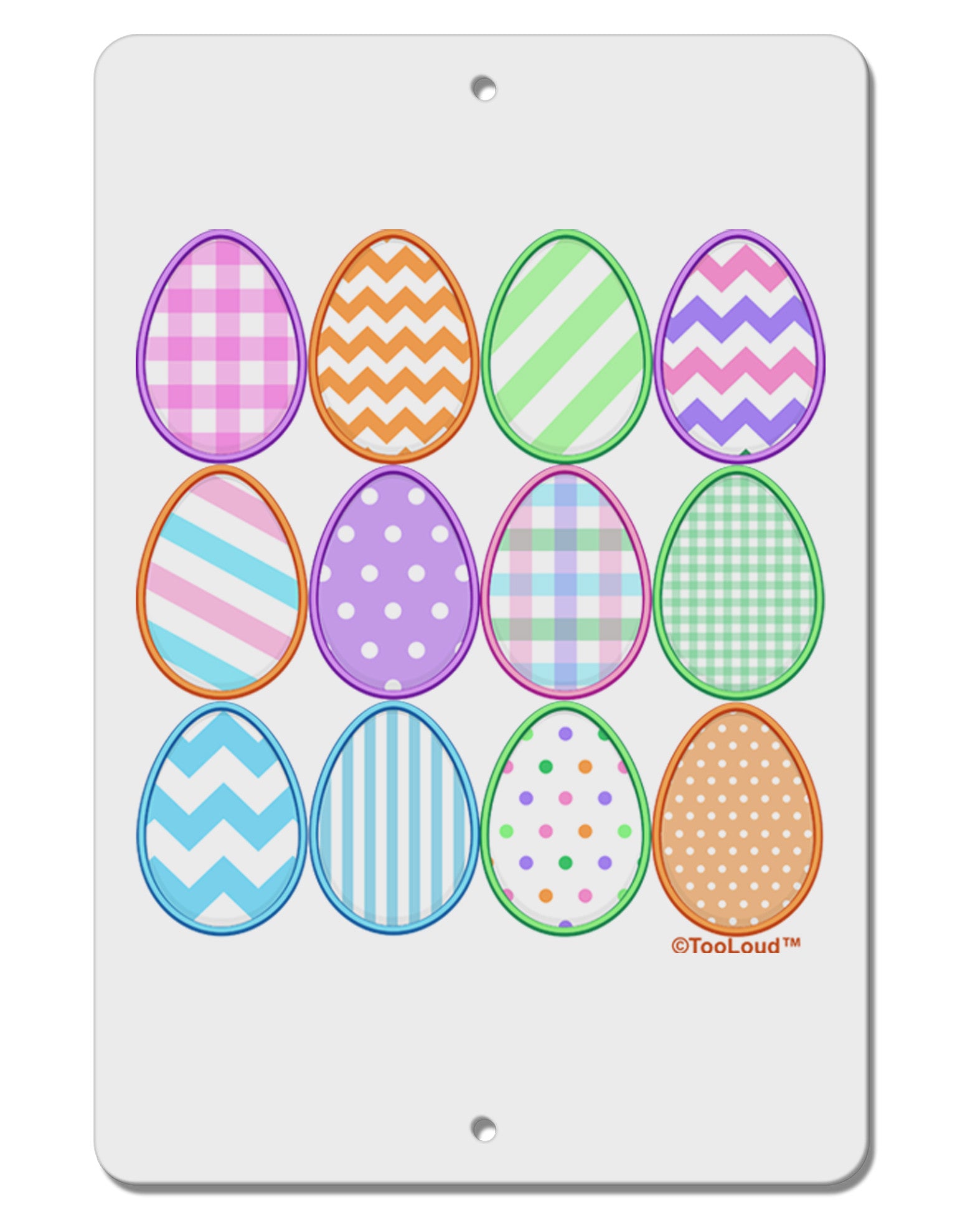 Cute Faux Applique Easter Eggs Aluminum 8 x 12&#x22; Sign-TooLoud-White-Davson Sales