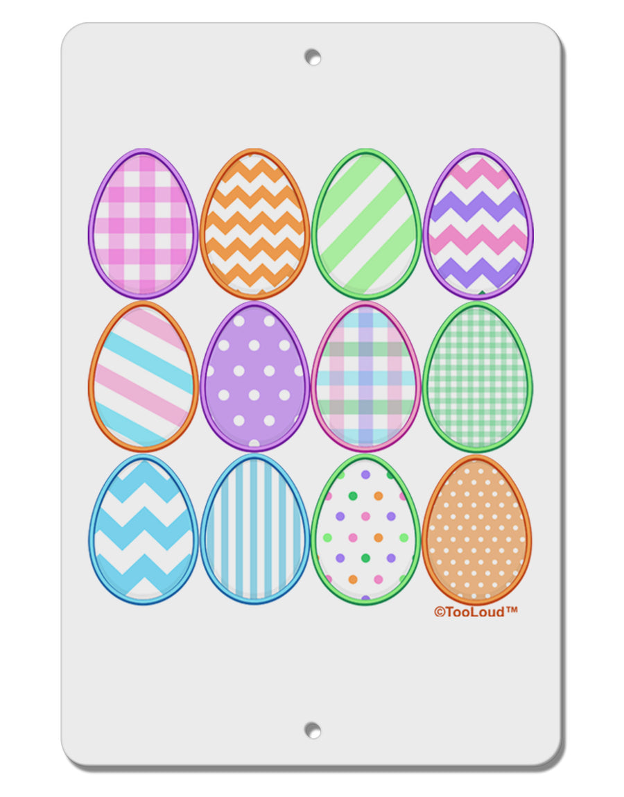 Cute Faux Applique Easter Eggs Aluminum 8 x 12&#x22; Sign-TooLoud-White-Davson Sales