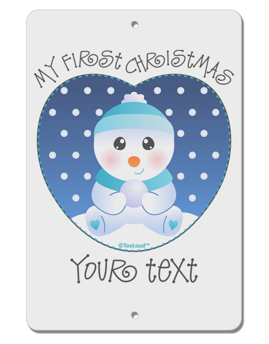 Personalized My First Christmas Snowbaby Blue Aluminum 8 x 12&#x22; Sign-TooLoud-White-Davson Sales