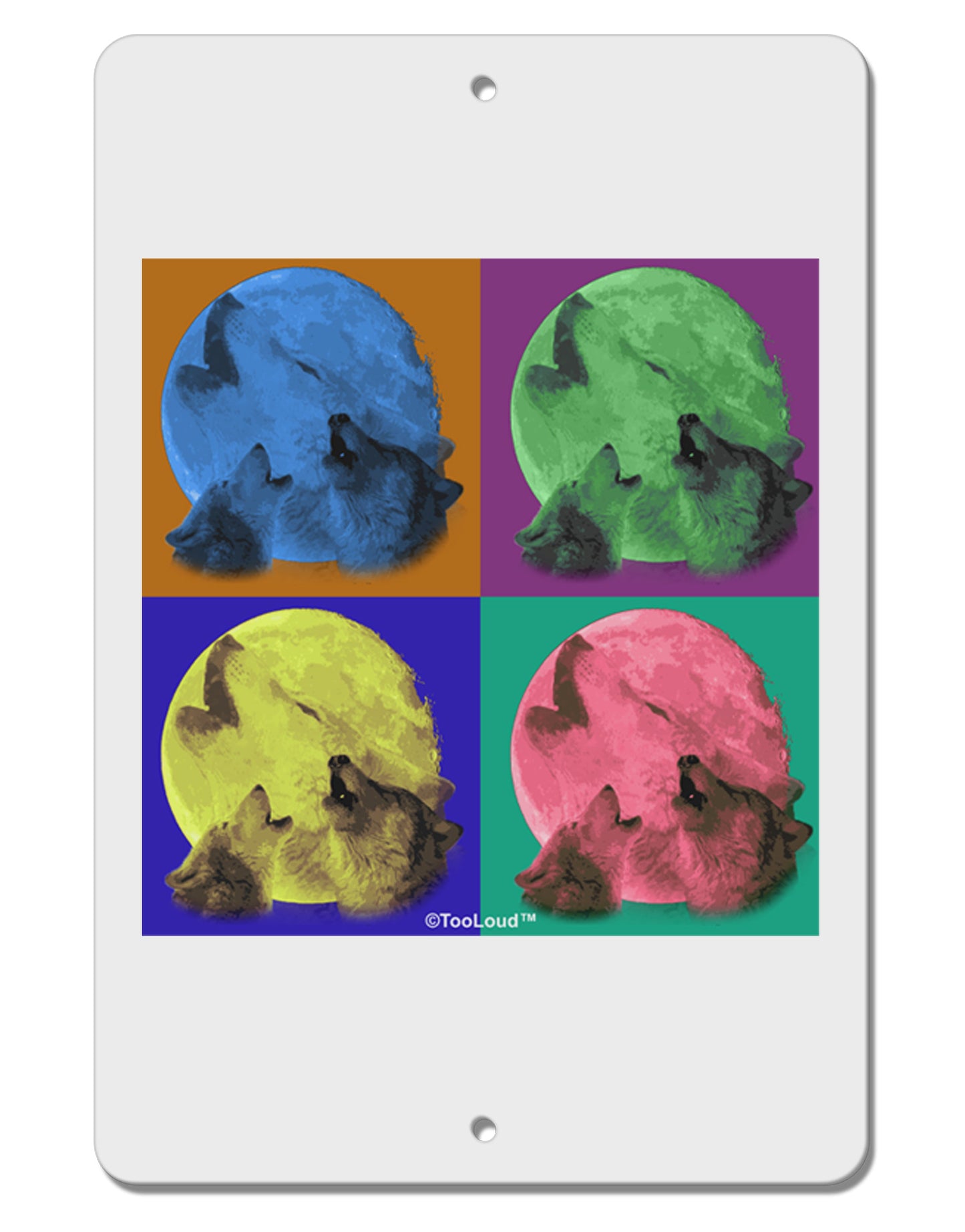 Three Wolves Howling - Pop-Art #2 Aluminum 8 x 12&#x22; Sign by TooLoud-TooLoud-White-Davson Sales