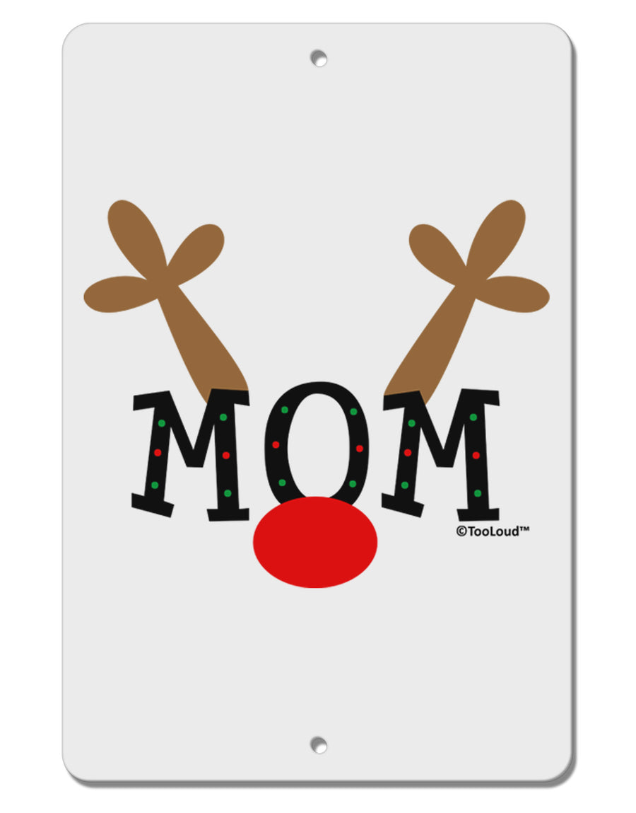 Matching Family Christmas Design - Reindeer - Mom Aluminum 8 x 12&#x22; Sign by TooLoud-TooLoud-White-Davson Sales