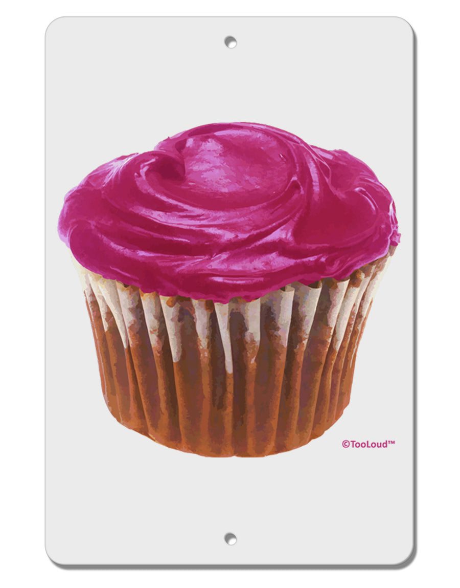 Giant Bright Pink Cupcake Aluminum 8 x 12&#x22; Sign by TooLoud-TooLoud-White-Davson Sales