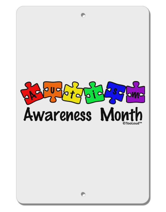 Autism Awareness Month - Colorful Puzzle Pieces Aluminum 8 x 12&#x22; Sign by TooLoud-TooLoud-White-Davson Sales