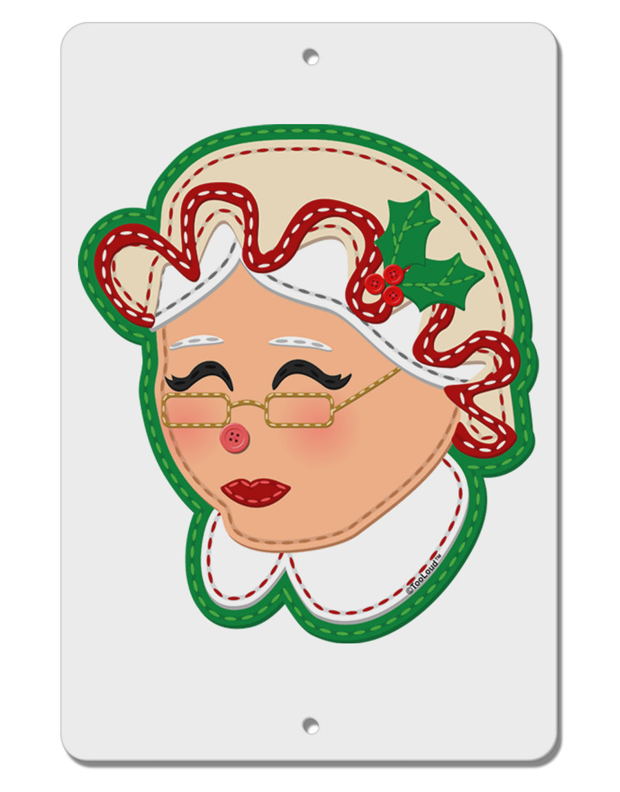 Cute Mrs Claus Face Faux Applique Aluminum 8 x 12&#x22; Sign-TooLoud-White-Davson Sales