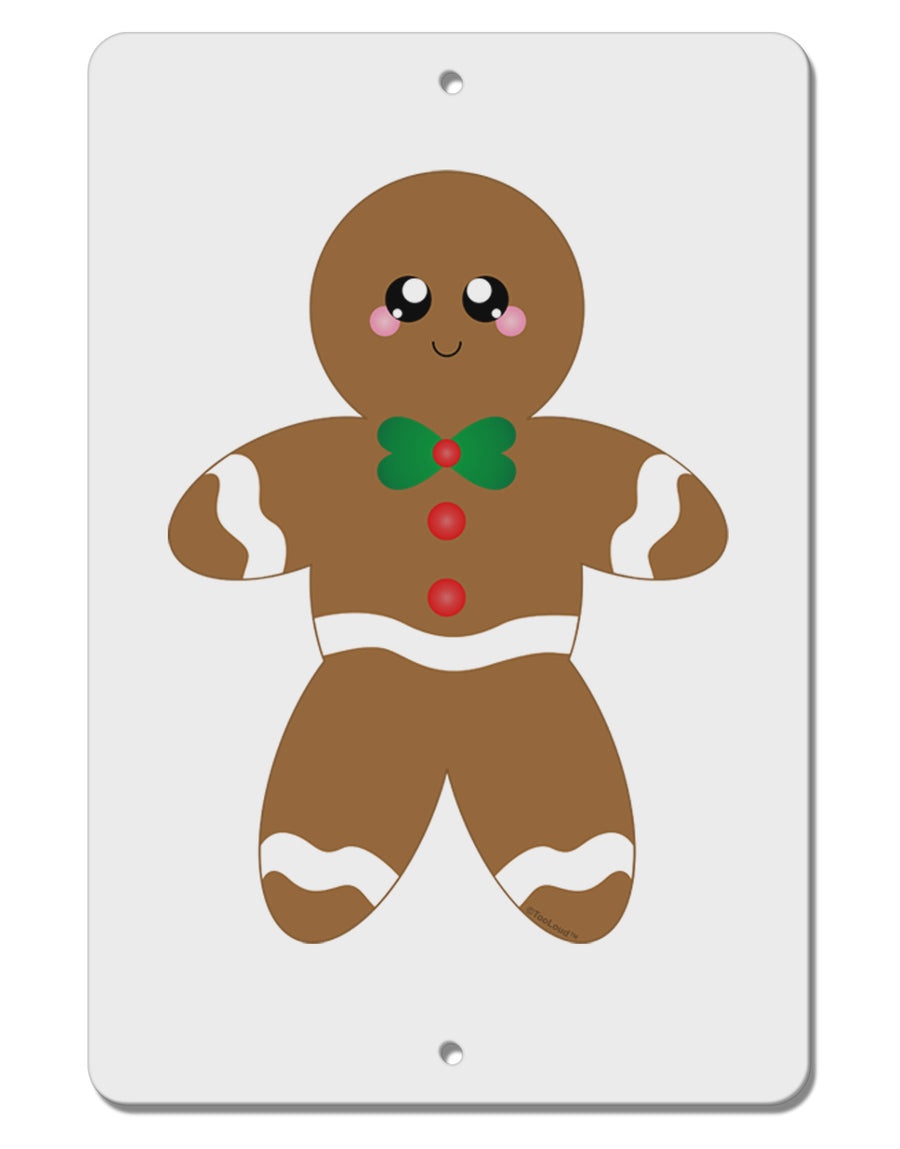 Cute Gingerbread Man Christmas Aluminum 8 x 12&#x22; Sign-TooLoud-White-Davson Sales