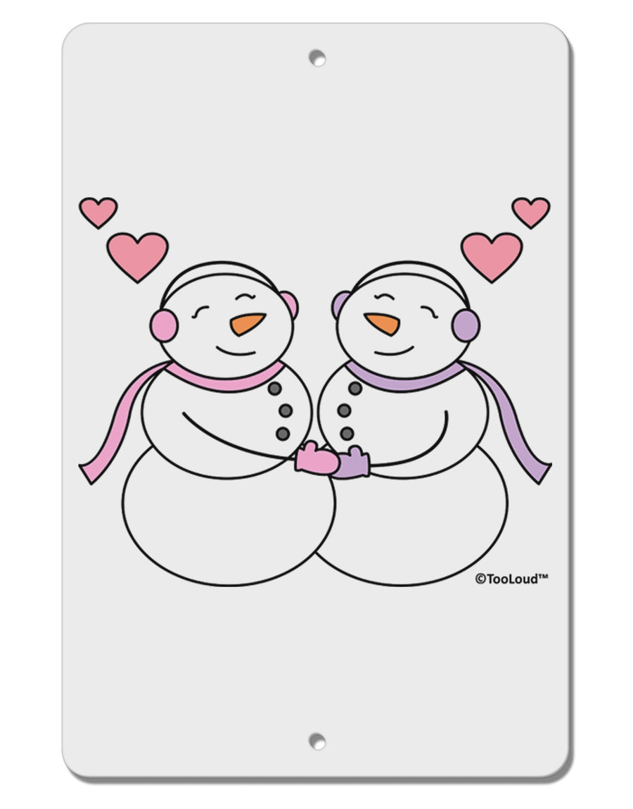 Cute Snowwoman Couple Aluminum 8 x 12&#x22; Sign by TooLoud-TooLoud-White-Davson Sales