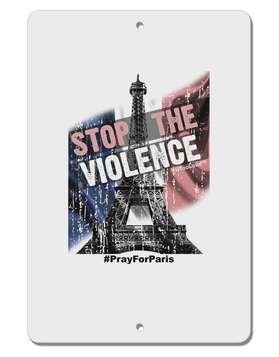 Distressed Paris Stop The Violence Aluminum 8 x 12&#x22; Sign-TooLoud-White-Davson Sales