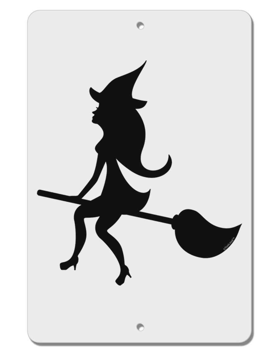 Cute Witch on Broom Silhouette Halloween Aluminum 8 x 12&#x22; Sign-TooLoud-White-Davson Sales