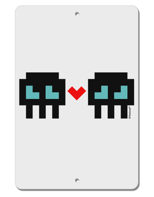 8-Bit Skull Love - Boy and Boy Aluminum 8 x 12&#x22; Sign-TooLoud-White-Davson Sales
