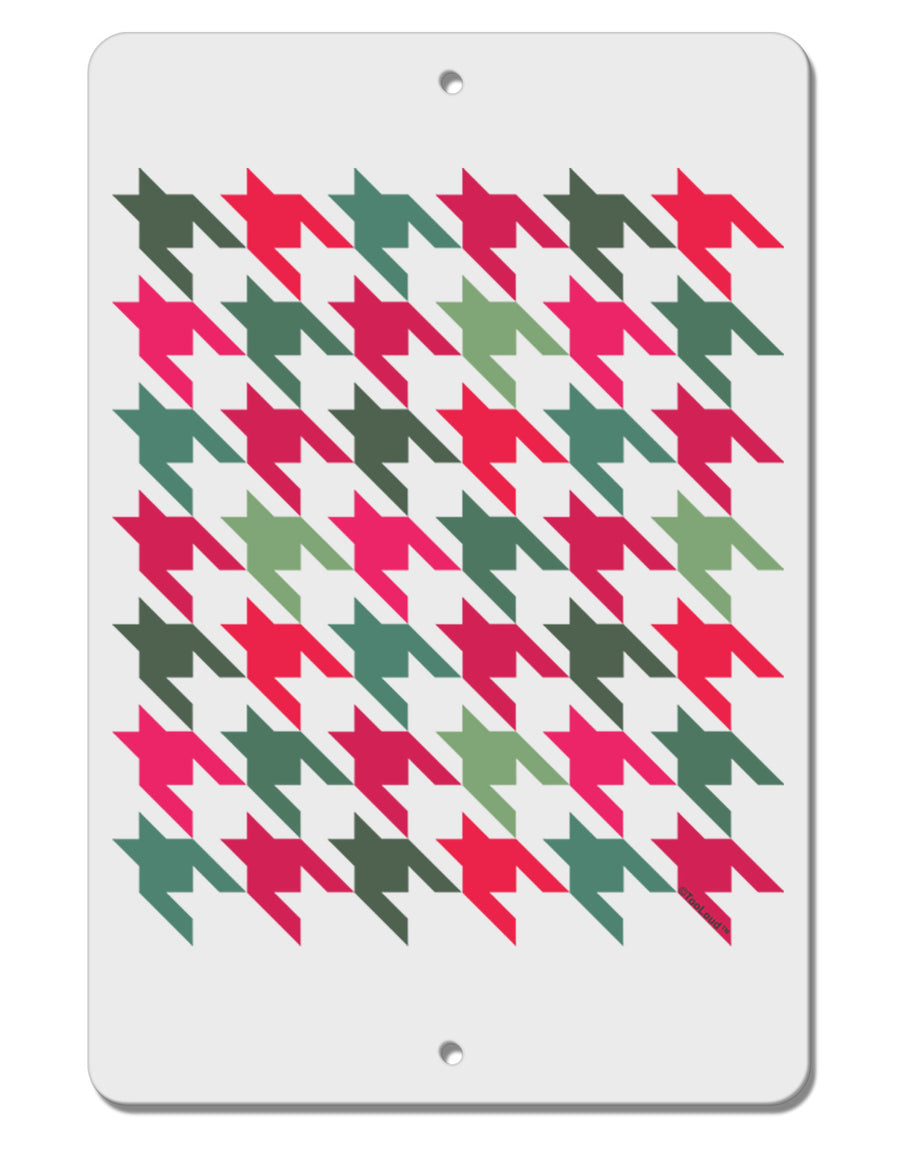 Christmas Red and Green Houndstooth Aluminum 8 x 12&#x22; Sign-TooLoud-White-Davson Sales