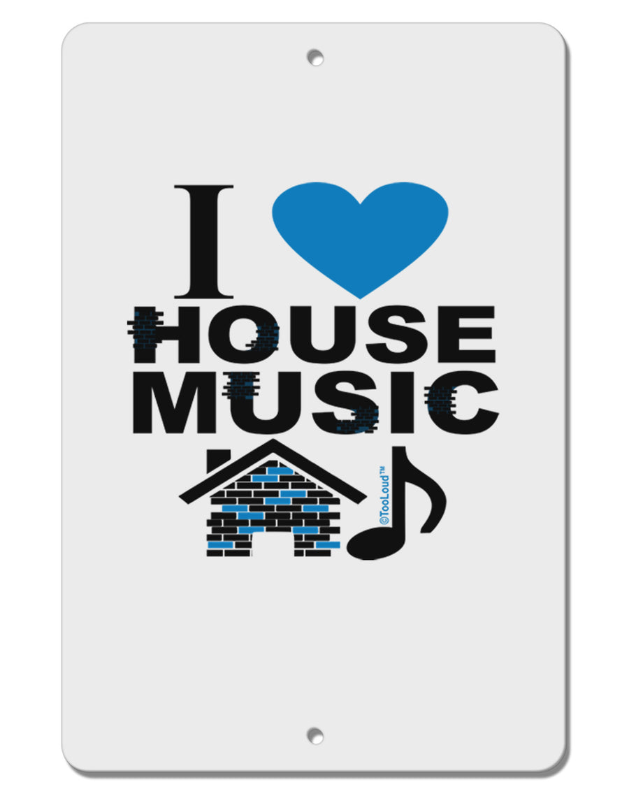 I Love House Blue Aluminum 8 x 12&#x22; Sign-TooLoud-White-Davson Sales