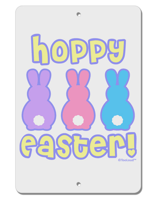 Three Easter Bunnies - Hoppy Easter Aluminum 8 x 12&#x22; Sign by TooLoud-TooLoud-White-Davson Sales