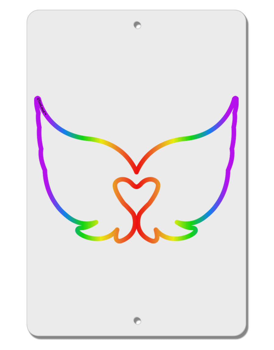 Cute Rainbow Angel Wings Heart Aluminum 8 x 12&#x22; Sign-TooLoud-White-Davson Sales