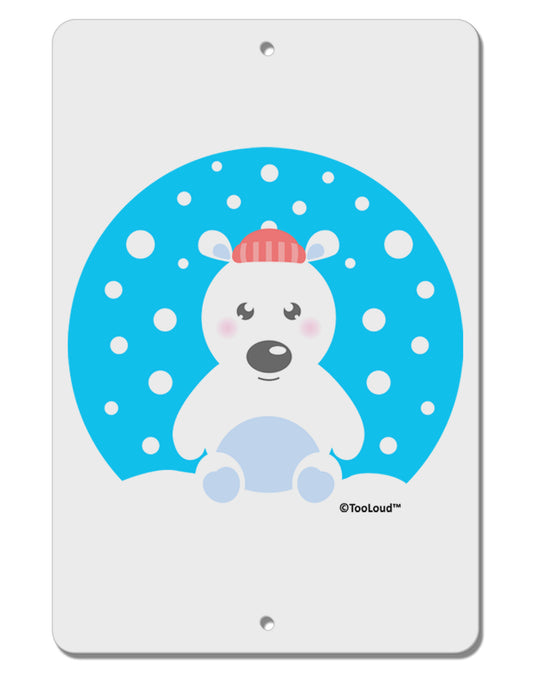 Cute Polar Bear - Christmas Aluminum 8 x 12&#x22; Sign by TooLoud-TooLoud-White-Davson Sales