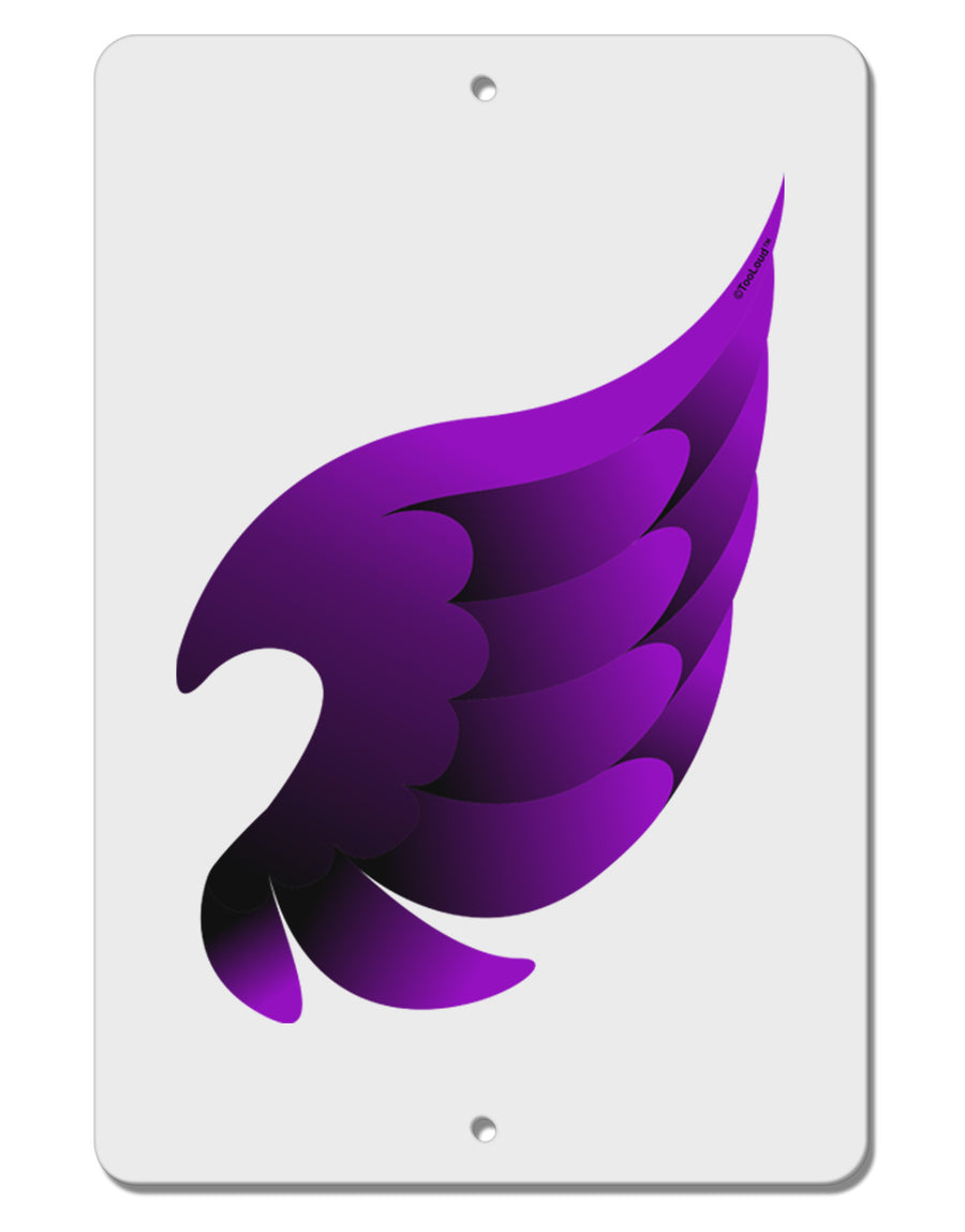 Cute Single Dark Angel Wing Black and Purple Aluminum 8 x 12&#x22; Sign-TooLoud-White-Davson Sales