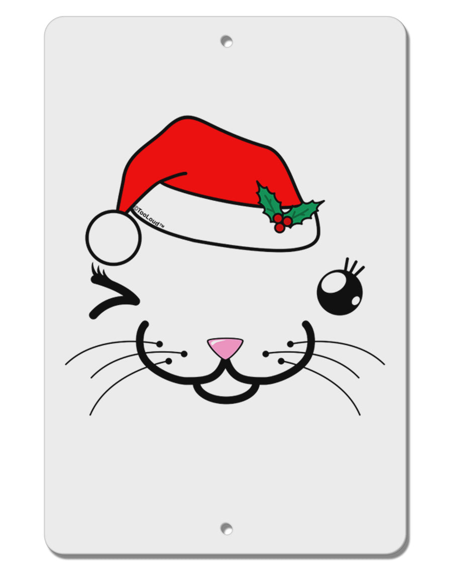 Kyu-T Face Kattia Santa Hat Girl Cat Aluminum 8 x 12&#x22; Sign-TooLoud-White-Davson Sales