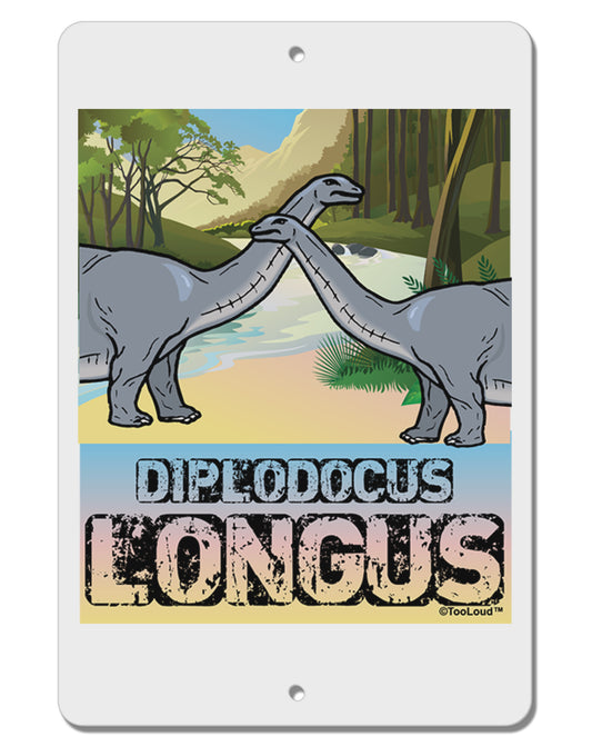Diplodocus Longus - With Name Aluminum 8 x 12&#x22; Sign by TooLoud-TooLoud-White-Davson Sales
