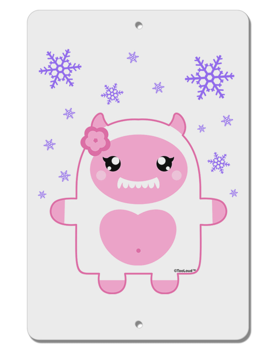 Cute Abominable Snowman Girl Yeti - Christmas Aluminum 8 x 12&#x22; Sign-TooLoud-White-Davson Sales