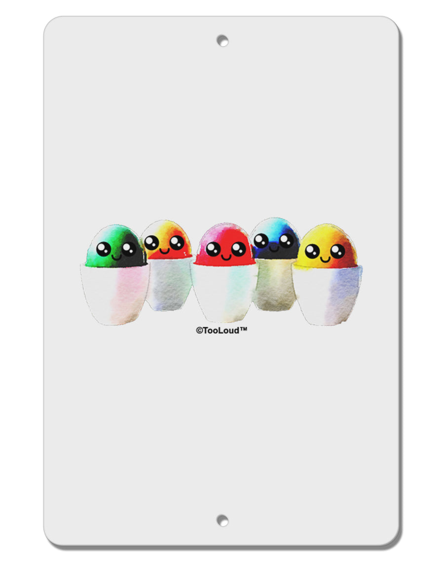 Kawaii Easter Eggs - No Text Aluminum 8 x 12&#x22; Sign by TooLoud-TooLoud-White-Davson Sales