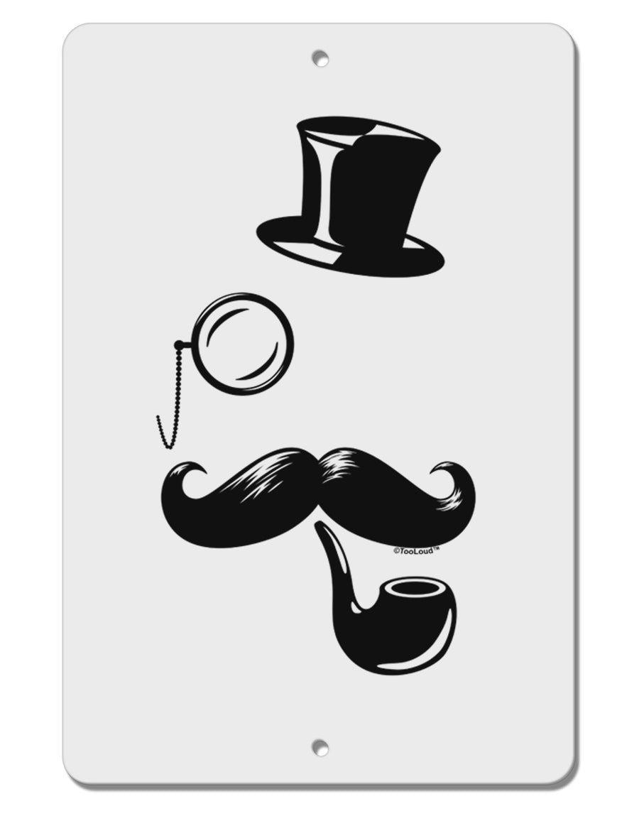 Tophat Mustache Pipe and Monocle Aluminum 8 x 12&#x22; Sign-TooLoud-White-Davson Sales