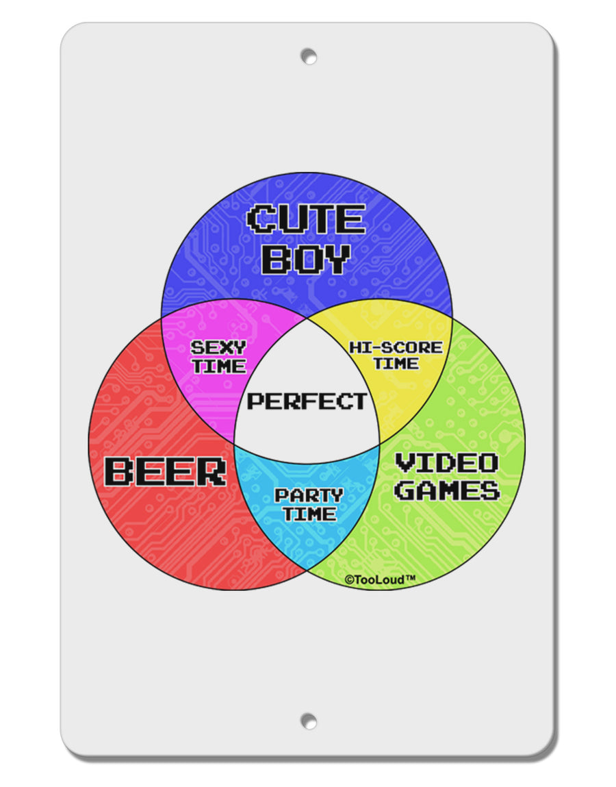 Beer Boy and Games Diagram Aluminum 8 x 12&#x22; Sign-TooLoud-White-Davson Sales