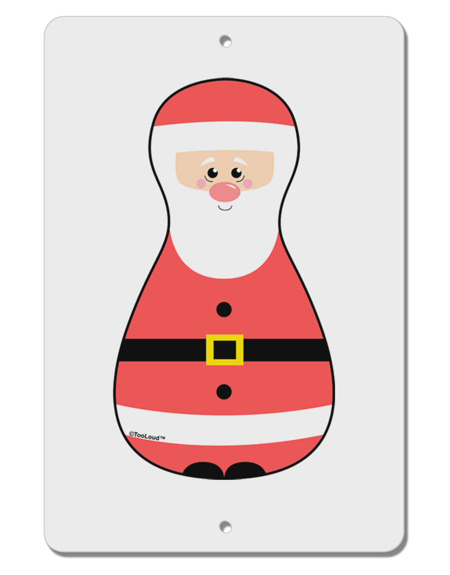 Cute Santa Matryoshka Nesting Doll - Christmas Aluminum 8 x 12&#x22; Sign-TooLoud-White-Davson Sales