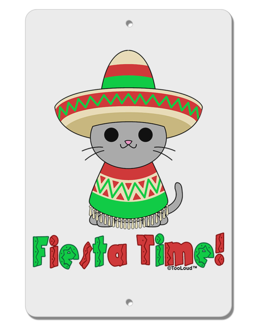 Fiesta Time - Cute Sombrero Cat Aluminum 8 x 12&#x22; Sign by TooLoud-TooLoud-White-Davson Sales