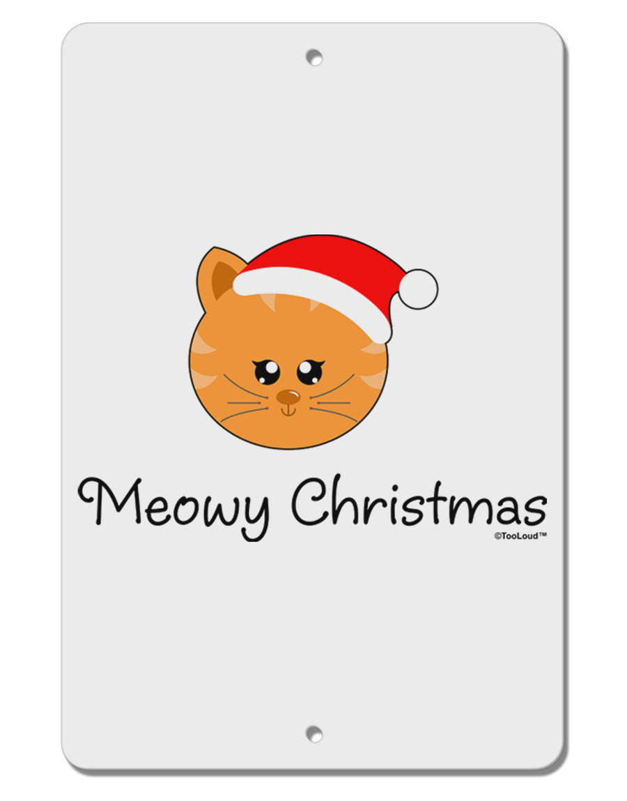 Meowy Christmas Cute Cat Santa Hat Aluminum 8 x 12&#x22; Sign-TooLoud-White-Davson Sales