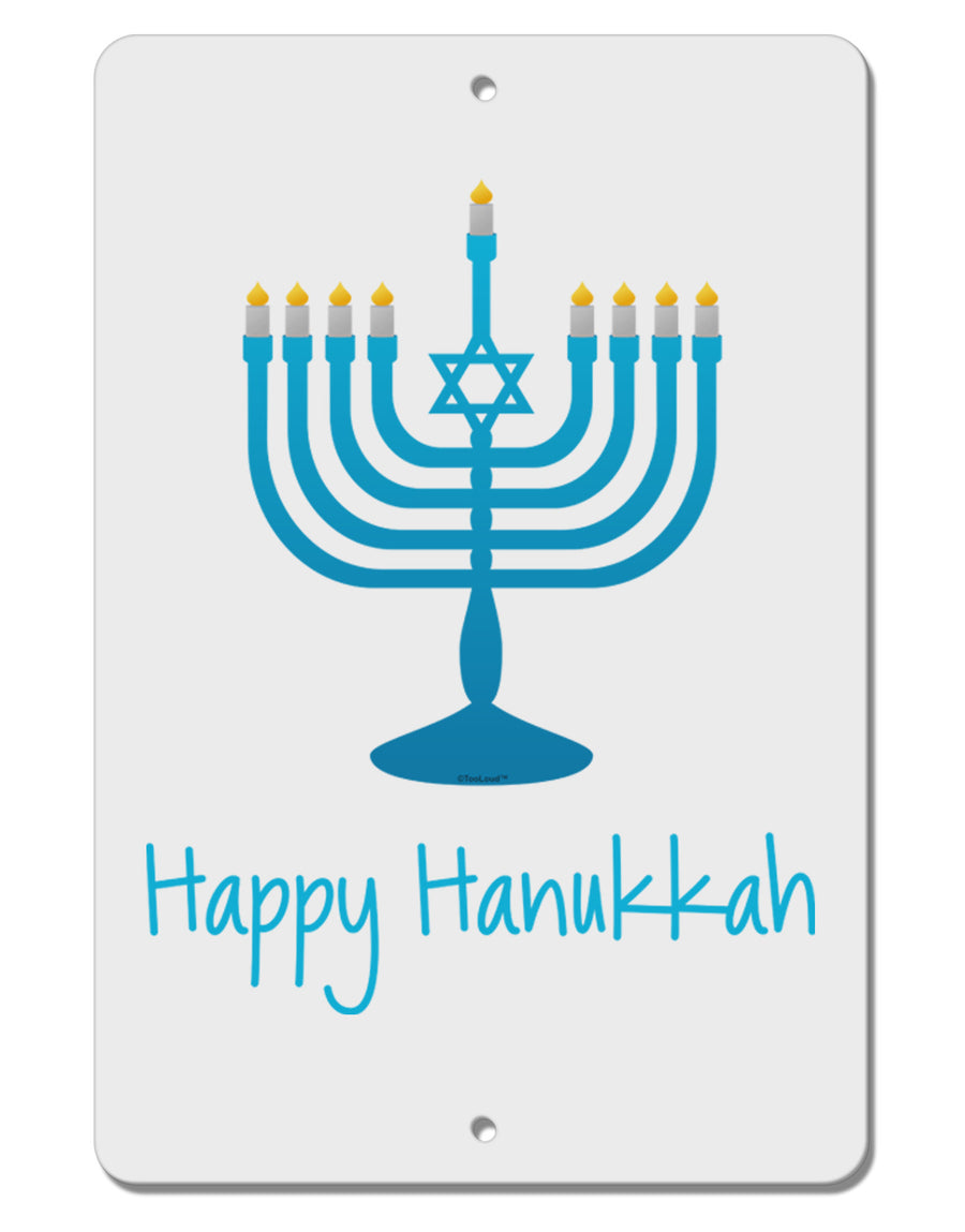 Happy Hanukkah Menorah Aluminum 8 x 12&#x22; Sign-TooLoud-White-Davson Sales