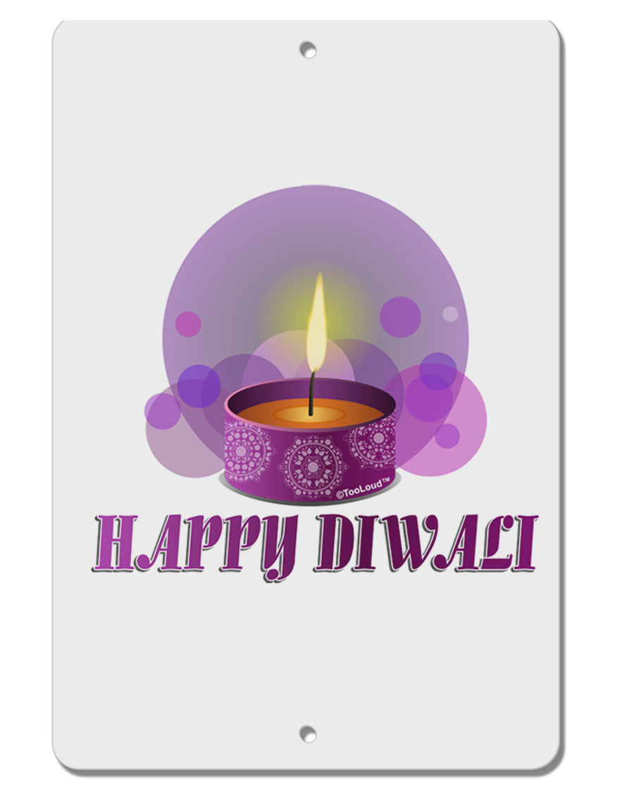 Happy Diwali Purple Candle Aluminum 8 x 12&#x22; Sign by TooLoud-TooLoud-White-Davson Sales