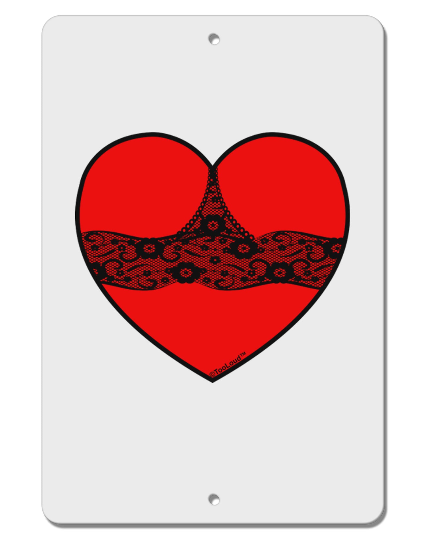 Black Lace Panty Heart Aluminum 8 x 12&#x22; Sign-TooLoud-White-Davson Sales