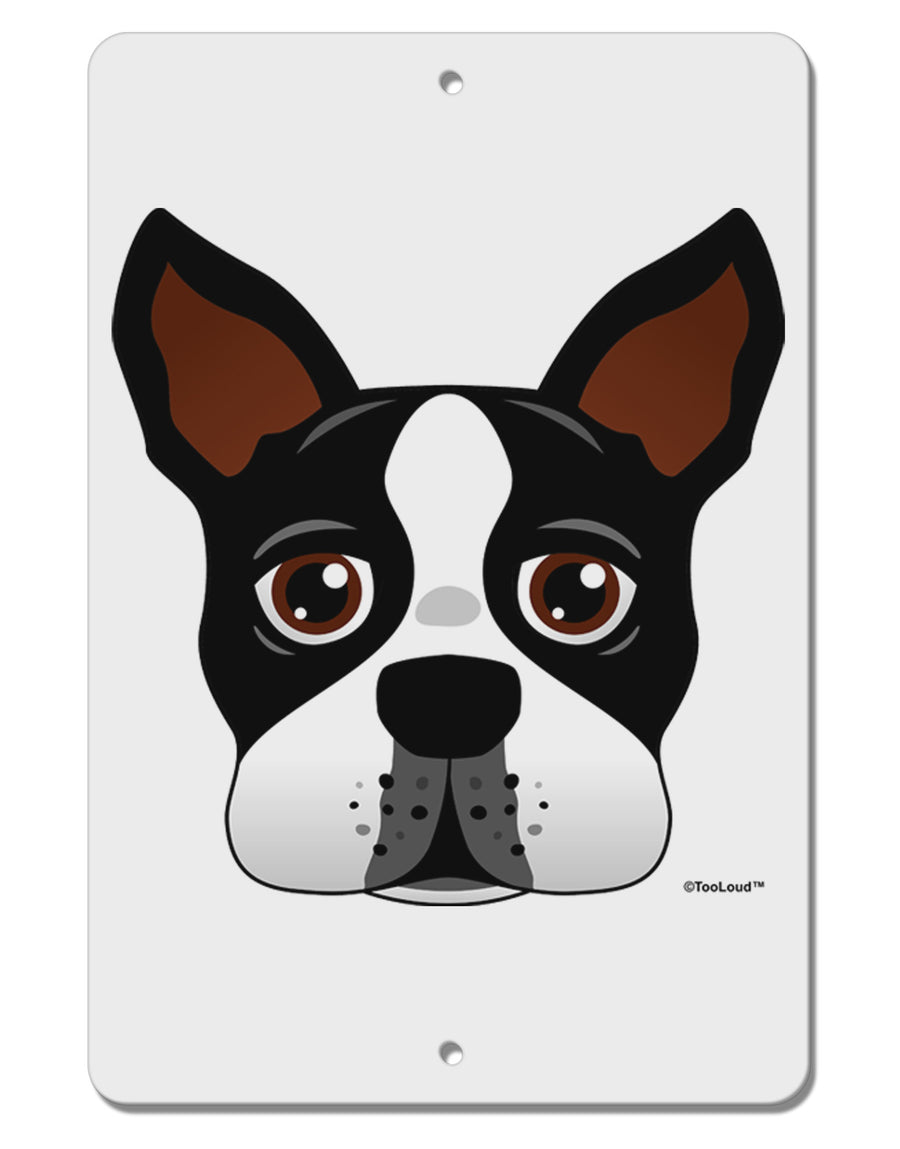 Cute Boston Terrier Dog Face Aluminum 8 x 12&#x22; Sign-TooLoud-White-Davson Sales